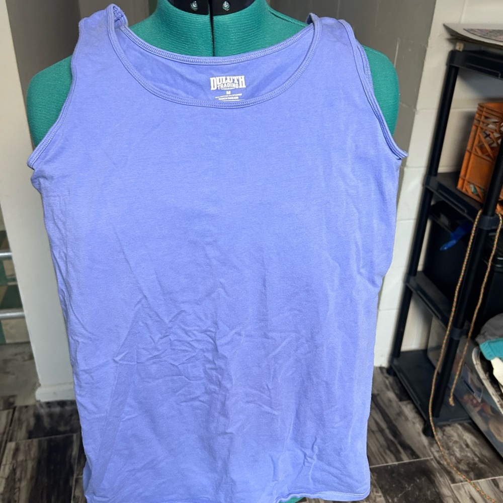 Duluth Trading Women's Periwinkle Blue Tank Top Size Med Shelf Bra